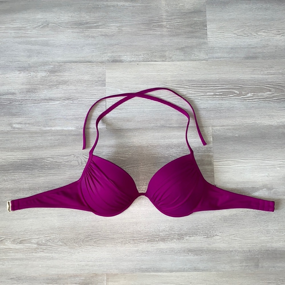 Beautiful Shade & Shore Fuchsia/Royal Purple Halter Bikini Top 36D
